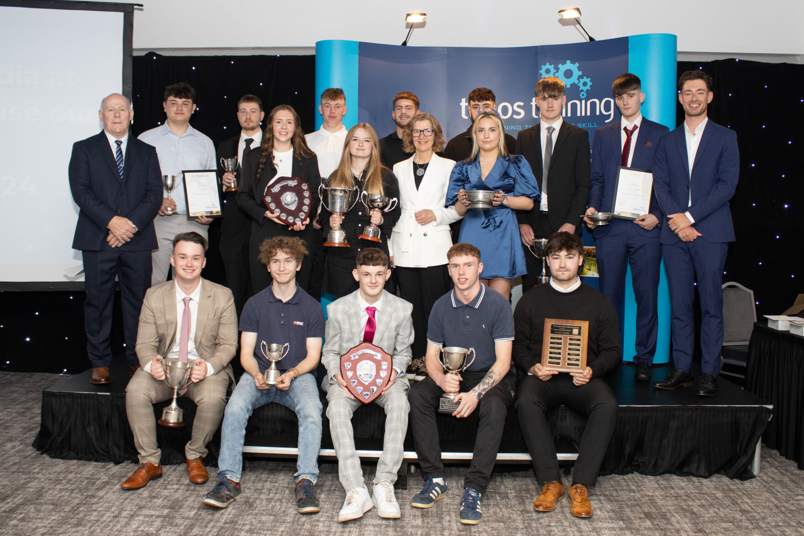 The 2024 Tullos Training annual award winners listed in the blog posts are pictured with Iain Garrett (CEO at Tullos Training), Audrey Nicoll (MSP for Aberdeen South and North Kincardine), and Connor Robb (Senior Operations Manager at Baker Hughes).